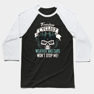 Fearless Cyclist Skull Biker Baseball T-Shirt